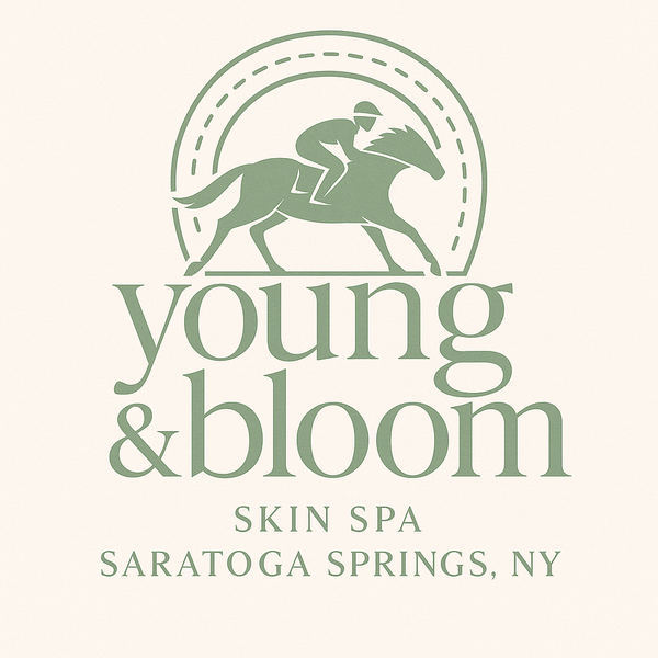 Young & Bloom Skin Logo stylized within a Horseshoe 