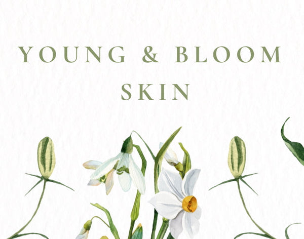 Young & Bloom Skin Logo stylized for Spring with floral elements