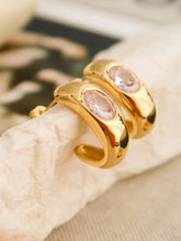 Load image into Gallery viewer, Aliénor 18K Gold Non-Tarnish CZ Classic C Hoop Earring
