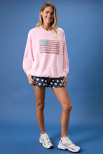 Load image into Gallery viewer, CREW NECK LONG SLEEVE SWEATSHIRT WITH USA FLAG ART WORK

