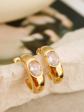 Load image into Gallery viewer, Aliénor 18K Gold Non-Tarnish CZ Classic C Hoop Earring
