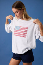 Load image into Gallery viewer, CREW NECK LONG SLEEVE SWEATSHIRT WITH USA FLAG ART WORK
