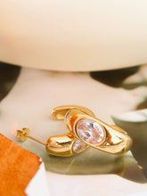 Load image into Gallery viewer, Aliénor 18K Gold Non-Tarnish CZ Classic C Hoop Earring
