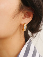 Load image into Gallery viewer, Aliénor 18K Gold Non-Tarnish CZ Classic C Hoop Earring
