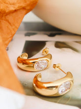Load image into Gallery viewer, Aliénor 18K Gold Non-Tarnish CZ Classic C Hoop Earring
