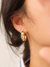 Load image into Gallery viewer, Aliénor 18K Gold Non-Tarnish CZ Classic C Hoop Earring
