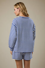 Load image into Gallery viewer, CREW NECK DETAILED STRIPE SWEATSHIRT &amp; SHORTS
