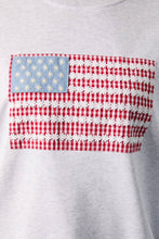 Load image into Gallery viewer, CREW NECK LONG SLEEVE SWEATSHIRT WITH USA FLAG ART WORK
