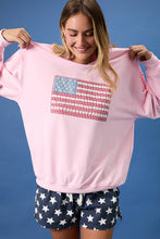 Load image into Gallery viewer, CREW NECK LONG SLEEVE SWEATSHIRT WITH USA FLAG ART WORK
