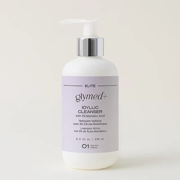 Glymed Idyllic Cleanser bottle on a light background